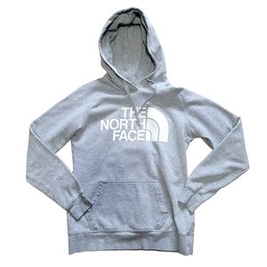 The North Face Women's Hoodie Size Small Grey White Logo Hooded Sweatshirt